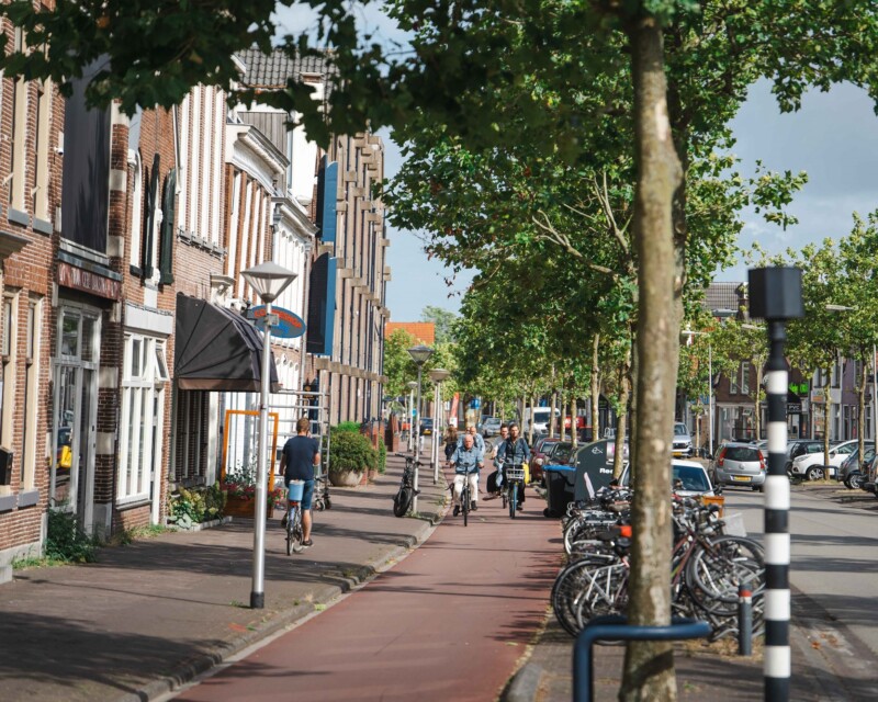 fietsers en wandelaars over het Vliet