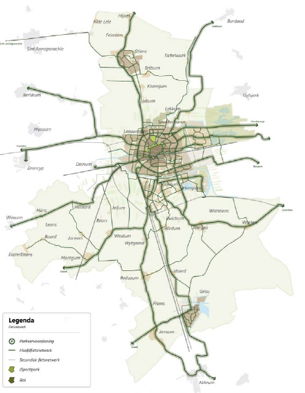 Afbeelding 12: Hoofdnetwerk van fietsroutes